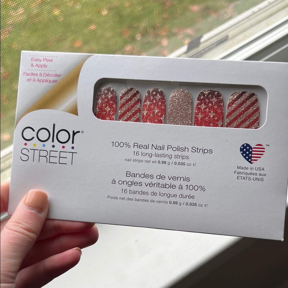 Color Street Glittery Red and Silver Nail Strips